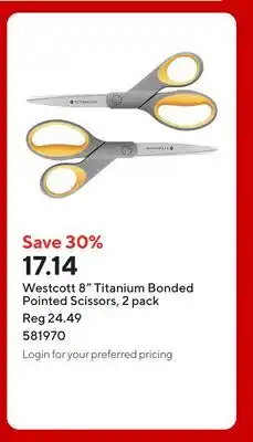 Staples Westcott 8 Titanium Bonded Pointed Scissors offer