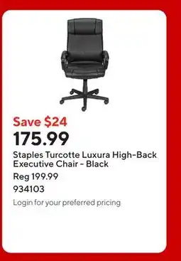 Staples Staples Turcotte Luxura High-Back Executive Chair - Black offer