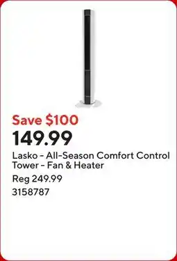 Staples Lasko - All-Season Comfort Control Tower - Fan & Heater offer