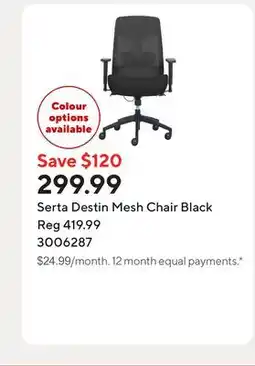 Staples Serta Destin Mesh Chair Black offer