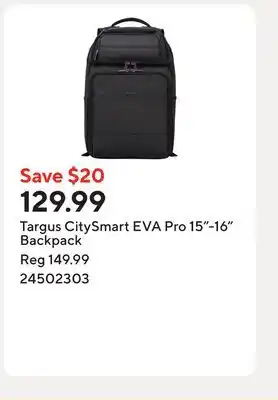 Staples Targus CitySmart EVA Pro 15-16 Backpack offer