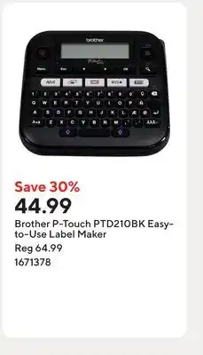 Staples Brother P-Touch PTD210BK Easy-to-Use Label Maker offer