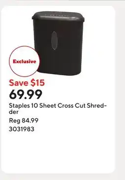 Staples Staples 10 Sheet Cross Cut Shredder offer