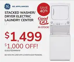 Goemans Appliances GE APPLIANCES STACKED WASHER/ DRYER ELECTRIC LAUNDRY CENTER offer