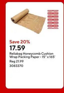 Staples Reliabag Honeycomb Cushion Wrap Packing Paper - 15 x 165' offer