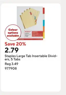 Staples Staples Large Tab Insertable Dividers, 5 Tabs offer