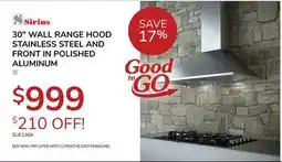Goemans Appliances SIRIUS 30 WALL RANGE HOOD STAINLESS STEEL AND FRONT IN POLISHED ALUMINUM offer