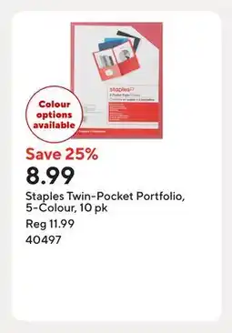 Staples Staples Twin-Pocket Portfolio, 5-Colour offer