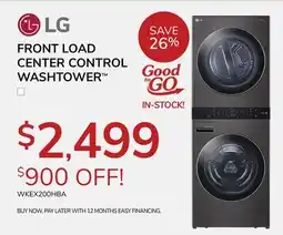 Goemans Appliances LG FRONT LOAD CENTER CONTROL WASHTOWER offer