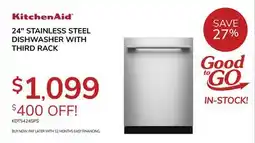 Goemans Appliances KitchenAid 24 STAINLESS STEEL DISHWASHER WITH THIRD RACK offer