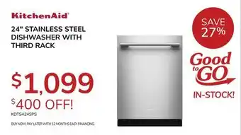 Goemans Appliances KitchenAid 24 STAINLESS STEEL DISHWASHER WITH THIRD RACK offer