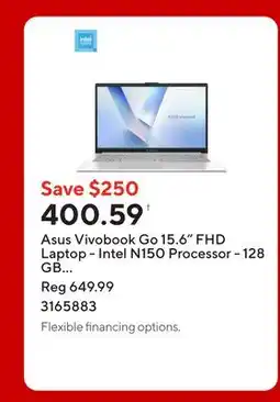 Staples Asus Vivobook Go 15.6 FHD Laptop - Intel N150 Processor - 128 GB UFS - 4 GB RAM - Windows 11 offer