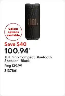 Staples JBL Grip Compact Bluetooth Speaker - Black offer