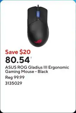 Staples ASUS ROG Gladius III Ergonomic Gaming Mouse - Black offer