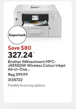 Staples Brother INKvestment MFC-J4555DW Wireless Colour Inkjet All-in-One Printer offer