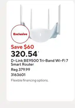Staples D-Link BE9500 Tri-Band Wi-Fi 7 Smart Router offer