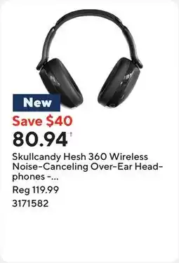 Staples Skullcandy Hesh 360 Wireless Noise-Canceling Over-Ear Headphones - True Black offer