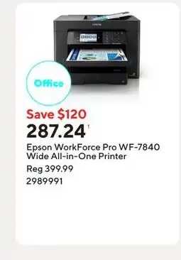Staples Epson WorkForce Pro WF-7840 Wide All-in-One Printer offer