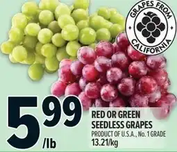 Metro Red or green seedless grapes offer