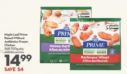 Longo's Maple Leaf Prime Raised Without Antibiotics Frozen Chicken offer