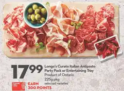 Longo's Longo's Curato Italian Antipasto Party Pack or Entertaining Tray offer