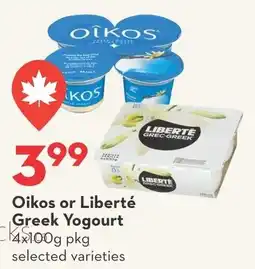 Longo's Oikos or Liberté Greek Yogourt offer