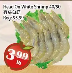Food Depot Supermarket Head On White Shrimp 40/50 offer