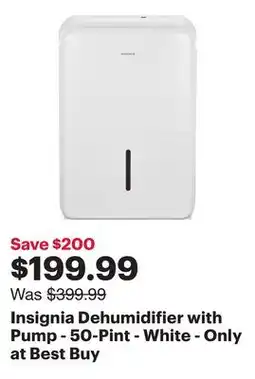 Best Buy Insignia Dehumidifier with Pump - 50-Pint - White - Only at Best Buy offer