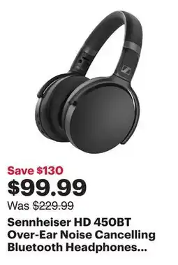 Best Buy Sennheiser HD 450BT Over-Ear Noise Cancelling Bluetooth Headphones - Black offer