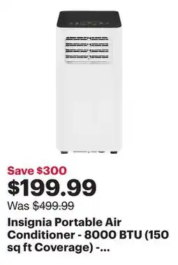 Best Buy Insignia Portable Air Conditioner - 8000 BTU (150 sq ft Coverage) - Remote - White/Black offer