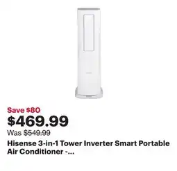 Best Buy Hisense 3-in-1 Tower Inverter Smart Portable Air Conditioner - 10000 BTU - White offer