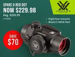 Cabela's VORTEX OPTICS SPARC II RED DOT offer
