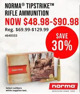Cabela's NORMA TIPSTRIKE RIFLE AMMUNITION offer