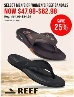 Cabela's SELECT MEN'S OR WOMEN'S REEF SANDALS offer