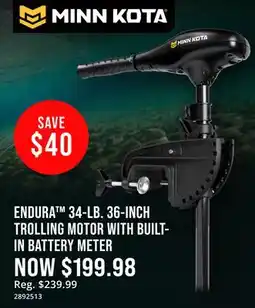 Cabela's MINN KOTA ENDURA 34-LB. 36-INCH TROLLING MOTOR WITH BUILT-IN BATTERY METER offer