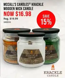 Cabela's MCCALL'S CANDLES KRACKLE WOODEN WICK CANDLE offer
