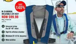 Cabela's BASS PRO SHOP M-24 MANUAL INFLATABLE LIFE VEST offer