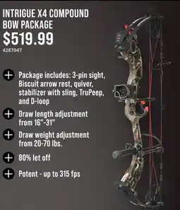 Cabela's INTRIGUE X4 COMPOUND BOW PACKAGE offer