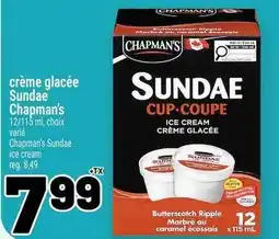 Metro crème glacée Sundae Chapmans offer