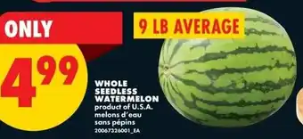 Whole seedless watermelon