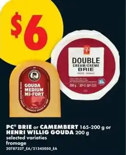 No Frills Pc brie or camembert or henri willig gouda offer