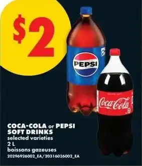 No Frills Coca cola or pepsi soft drinks offer