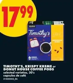 No Frills Timothys krispy kreme or donut house coffee pods offer