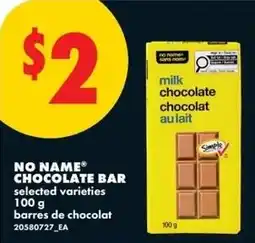 No Frills No name chocolate bar offer