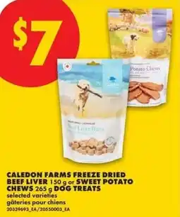 No Frills Caledon farms freeze dried beef liver or sweet potato chews dog treats offer