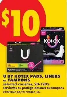 No Frills U by kotex pads liners or tampons offer