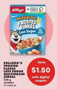 No Frills Kelloggs frosted flakes less sugar multigrain cereal offer