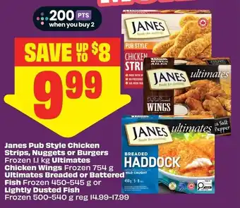 FreshCo Janes Pub Style Chicken Strips Nuggets or Burgers offer
