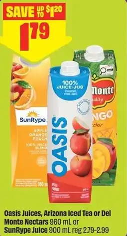 FreshCo Oasis Juices Arizona Iced Tea or Del Monte Nectars or SunRype Juice offer