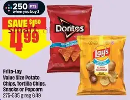 FreshCo Frito Lay Value Size Potato Chips Tortilla Chips Snacks or Popcorn offer